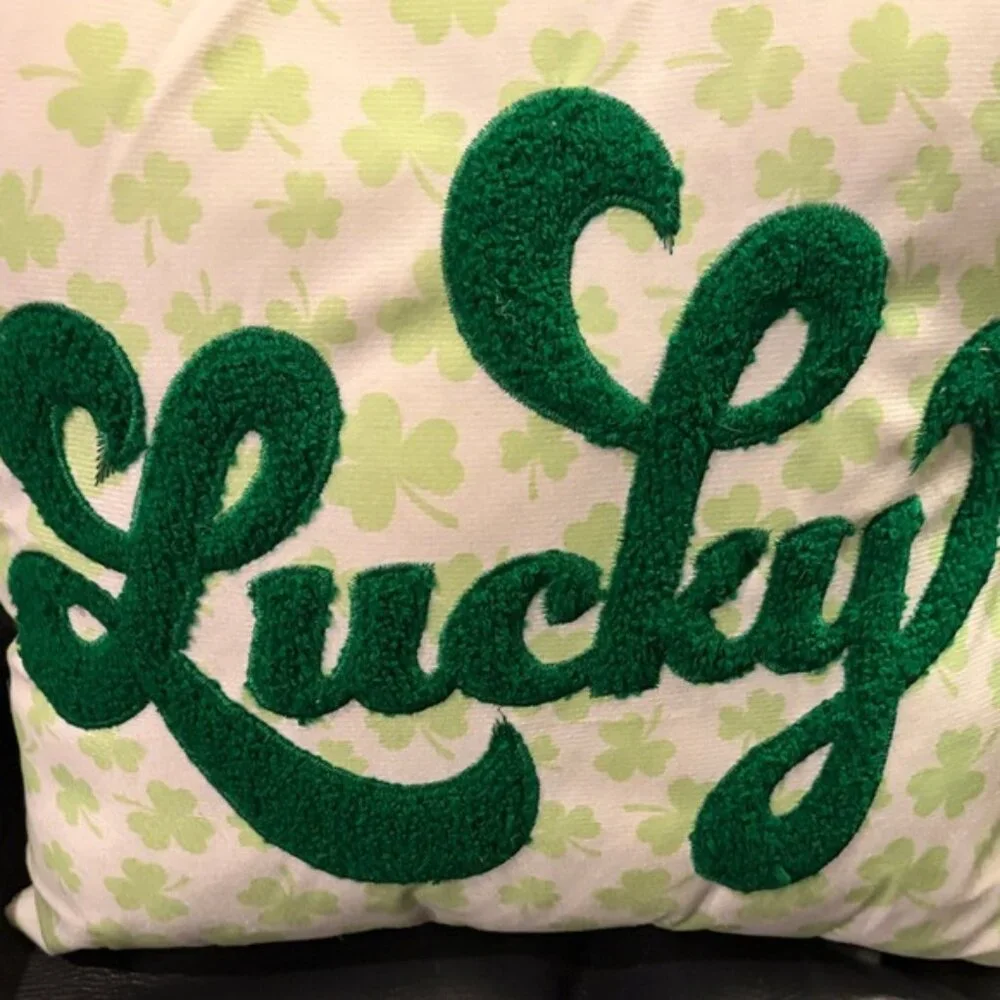 Green 'Lucky' Decorative Pillow ☘️☘️